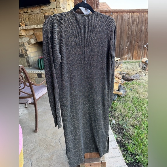 Rafaella Longline Women's Black & Gold Metallic Silk blend Cardigan Sz-L. DD12 - Picture 10 of 12